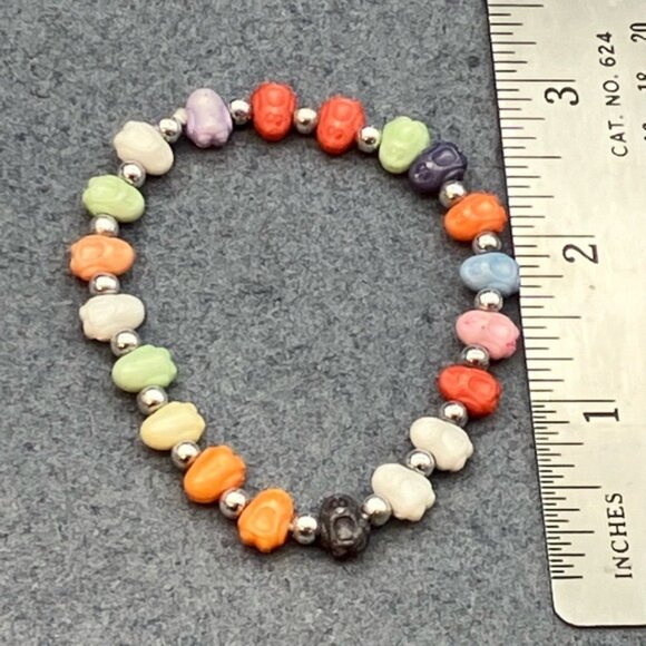 Trrtlz Penguin Stretch Bracelet 7 In Multicolor Beads Silver Friendship Retro - Picture 6 of 6